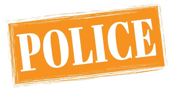 Texto Policía Escrito Signo Sello Rectángulo Naranja — Foto de Stock