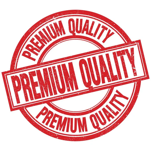 Premium Nitelik Kırmızı Yuvarlak Pul Işareti Üzerine Yazılmış Metin — Stok fotoğraf