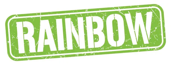 Rainbow Tekst Napisany Zielonym Grungy Znak Znaczka — Zdjęcie stockowe