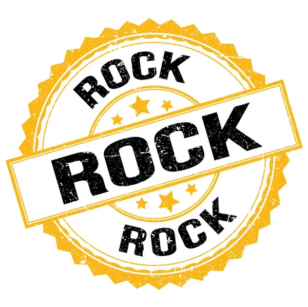 Texto Rock Escrito Sinal Carimbo Redondo Amarelo Preto — Fotografia de Stock