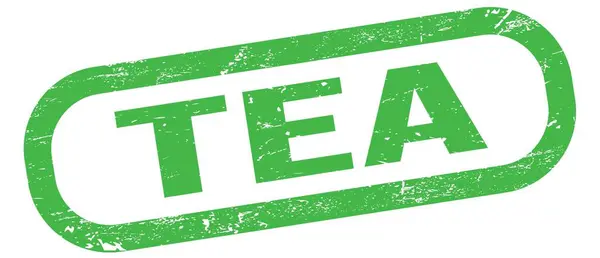 Tea Tekst Napisany Zielonym Prostokątnym Znaku Znaczka — Zdjęcie stockowe