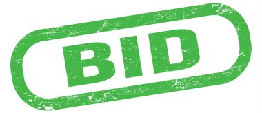 BID, yeşil dikdörtgen pul işareti üzerine yazılmış metin.