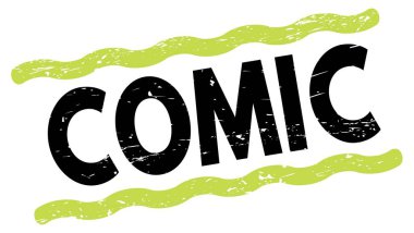 Yeşil-siyah satır işareti üzerine yazılmış COMIC metni.