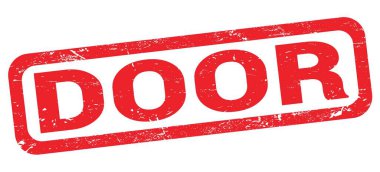 DOOR text written on red rectangle stamp sign.