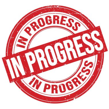 Kırmızı yuvarlak grungy işareti üzerine yazılmış PROGRESS metni