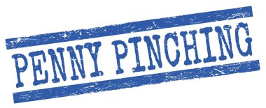 PENNY PINCHING metin mavi grungy satır işareti üzerine yazılmış.