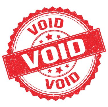 Kırmızı yuvarlak pul işareti üzerine yazılmış VOID metni