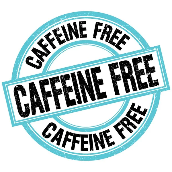 Caffeine Bezpłatny Tekst Napisany Niebiesko Czarnym Okrągłym Znaku Znaczka — Zdjęcie stockowe