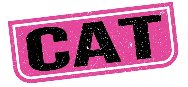 Tekst Cat Napisany Różowo Czarnym Grungowym Znaku Znaczka — Zdjęcie stockowe