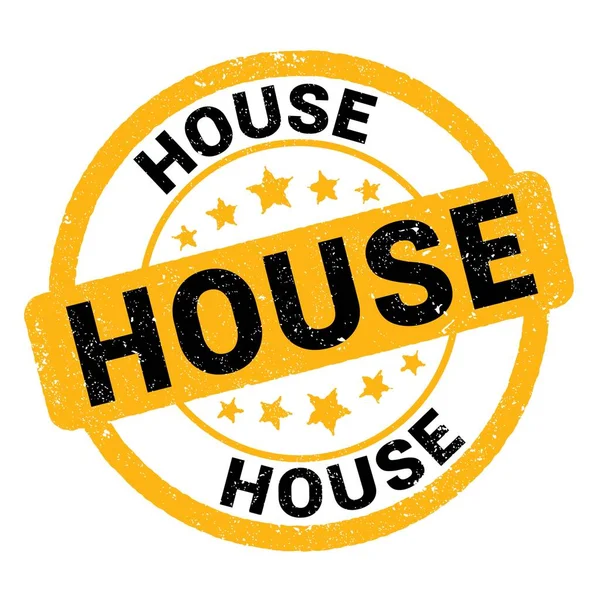House Text Written Yellow Black Grungy Stamp Sign — Zdjęcie stockowe