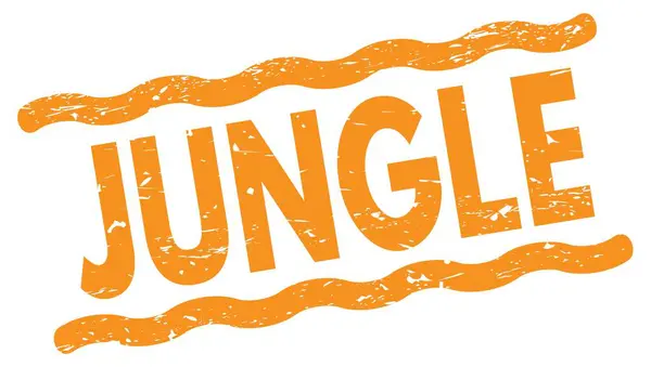 Jungle Text Napsaný Oranžové Čáře Znak Razítka — Stock fotografie