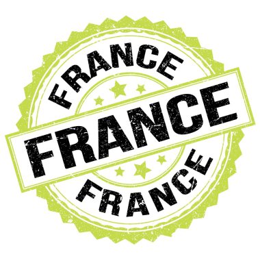 Yeşil-siyah yuvarlak pul işareti üzerine yazılmış FRANCE metni