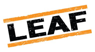 Turuncu dikdörtgen damga işareti üzerine yazılmış LeAF metni.