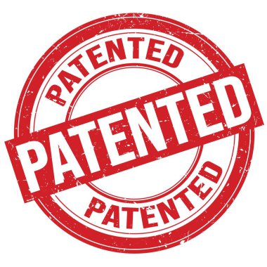 Kırmızı yuvarlak grungy işareti üzerine yazılmış PATENTED metni