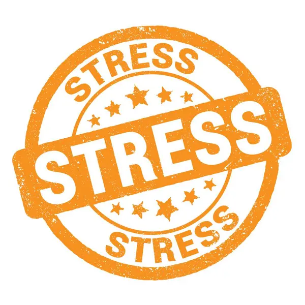 Stress Tekst Geschreven Oranje Grungy Stempel Teken — Stockfoto
