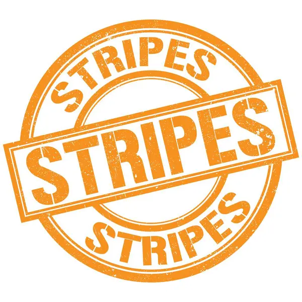 Stripes Text Geschriebenes Wort Auf Orangefarbenem Rundem Stempelschild — Stockfoto