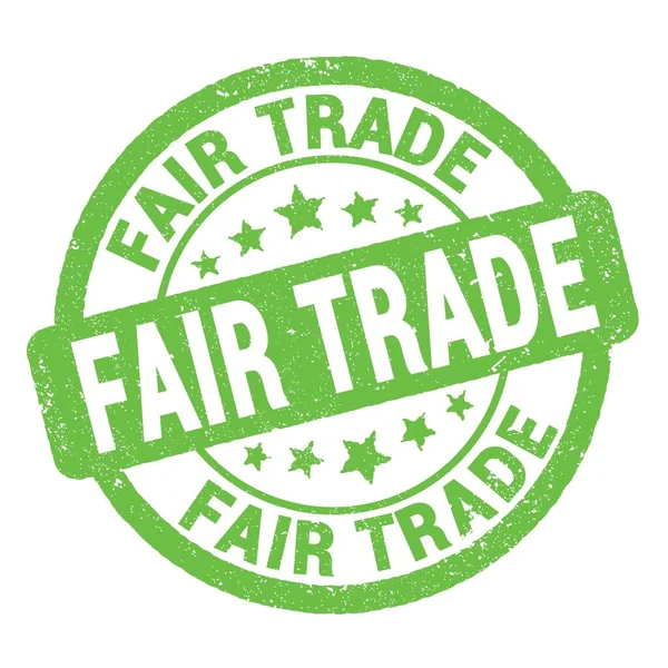 Текст Fair Trade Написаний Зеленому Гранжевому Знаку Марки — стокове фото