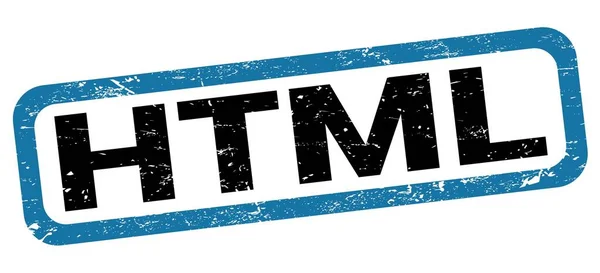 青黒四角形のスタンプ記号で書かれたHtmlテキスト — ストック写真