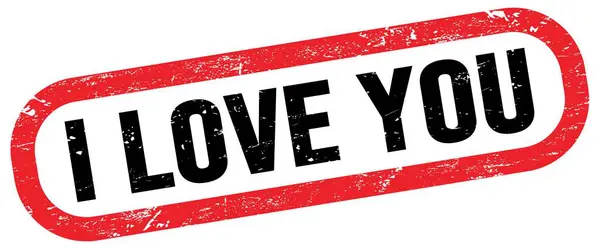 Love You Текст Красно Черном Прямоугольном Штампе — стоковое фото