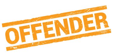 Turuncu dikdörtgen mühür işareti üzerine yazılmış OFFENDER metni.