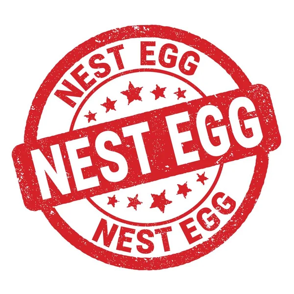 Nest Egg Szöveg Piros Grungy Bélyegzőtáblára Írva — Stock Fotó