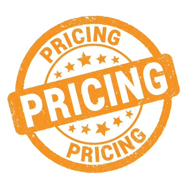 Pricing Text Skriven Orange Grungy Stämpel Tecken — Stockfoto