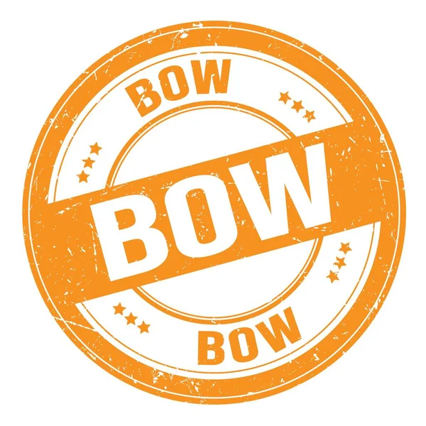 Bow Tekst Geschreven Oranje Ronde Grungy Stempel Teken — Stockfoto