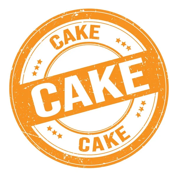 Kuchen Text Geschrieben Auf Orangefarbenem Rundem Grungy Stempelschild — Stockfoto