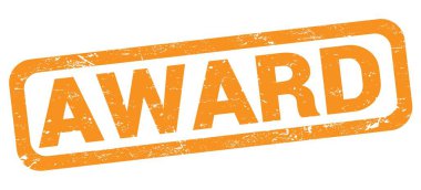 Turuncu dikdörtgen damga işareti üzerine yazılmış AWARD metni.