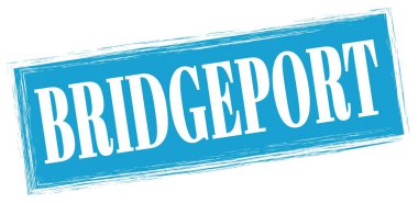 Mavi dikdörtgen damga işareti üzerine yazılmış BRIDGEPORT metni.
