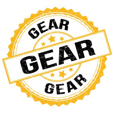 Sarı-siyah pul işareti üzerine yazılmış GEAR metni