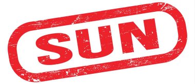 Güneş, kırmızı dikdörtgen mühür işareti üzerine yazılmış metin.