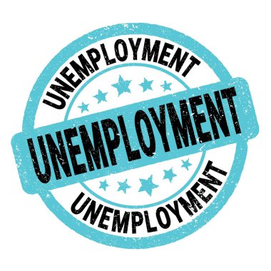 Mavi-siyah grungy işareti üzerine yazılmış UNEMPLOYMENT metni.