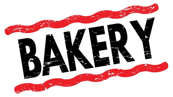 Bakerij Tekst Geschreven Rood Zwarte Lijnen Stempel Teken — Stockfoto