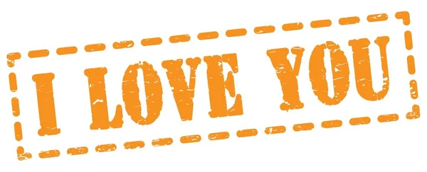 Love You Text Written Orange Dash Stamp Sign — Stock Photo, Image
