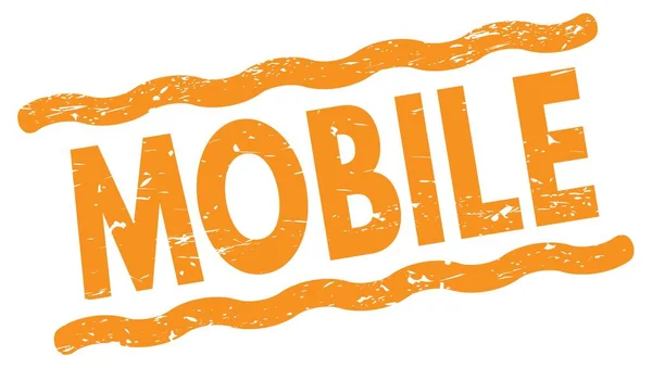 Mobile Text Napsaný Oranžové Čáře Razítko — Stock fotografie