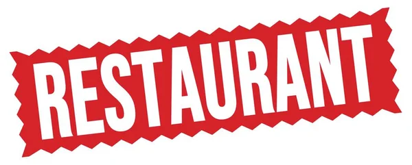 Restaurant Texte Écrit Sur Timbre Zig Zag Rouge — Photo