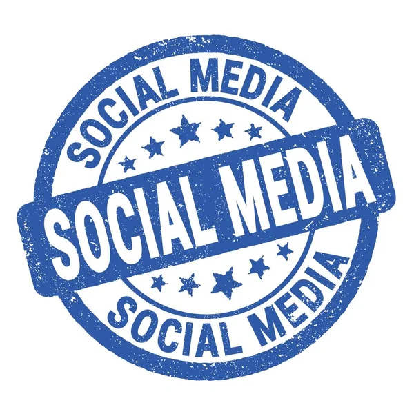 Społeczna Media Tekst Napisany Niebieskim Znaku Znaczka Grungowego — Zdjęcie stockowe