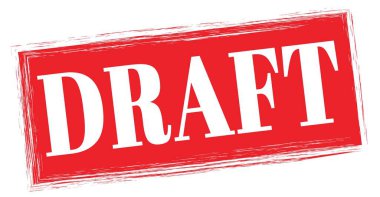 Kırmızı dikdörtgen damga işareti üzerine yazılmış DRAFT metni.