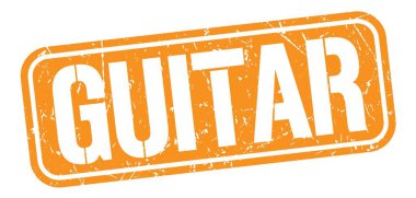 Guitar metni turuncu grungy mühür işareti üzerine yazılmış.