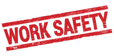 Kırmızı dikdörtgen mühür işareti üzerine yazılmış İş Güvenliği metni.