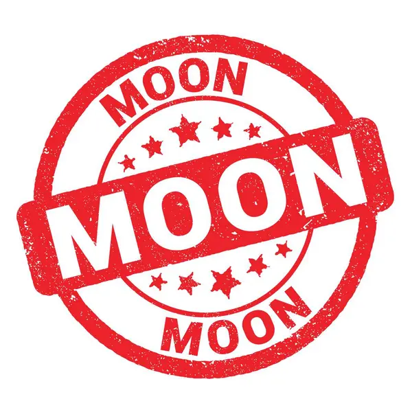 Moon Szöveg Piros Grungy Bélyegzőtáblára Írva — Stock Fotó