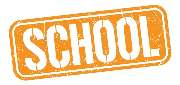 School Tekst Napisany Pomarańczowym Grungy Znak Znaczka — Zdjęcie stockowe