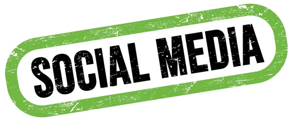 Szociális Media Szöveg Zöld Fekete Téglalap Alakú Bélyegzőtáblán — Stock Fotó