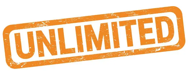 stock image UNLIMITED text written on orange rectangle stamp sign.