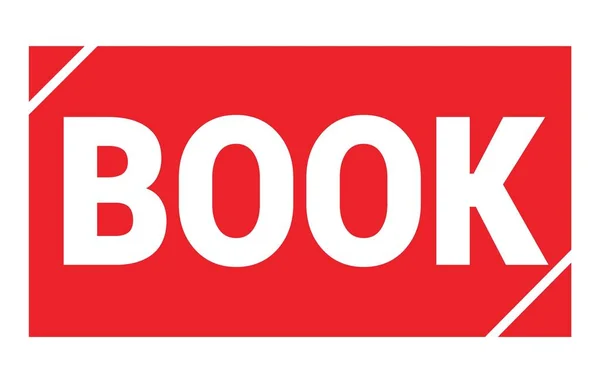 Boka Text Skriven Röd Rektangel Stämpel Tecken — Stockfoto