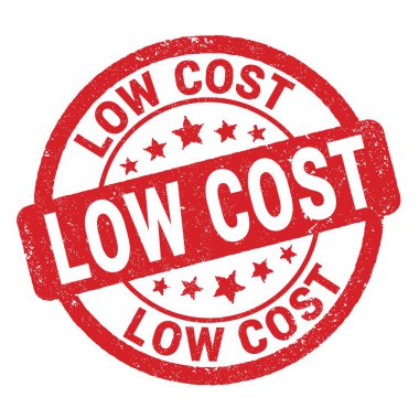 Düşük maliyetli metin kırmızı grungy mühür işareti üzerine yazılmış.