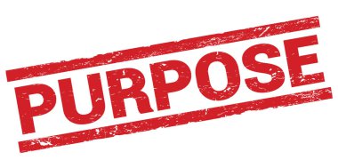 Kırmızı dikdörtgen damga işareti üzerine yazılmış PURPOSE metni.