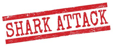 Shark Saldırı metni kırmızı grungy satır işareti üzerine yazılmış.