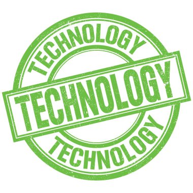 TECHNOLOGY yeşil yuvarlak pul işareti üzerine yazılmış metin